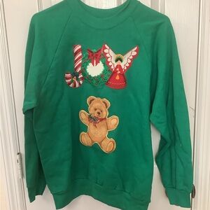 Vintage Handmade Medium Christmas Green Sweatshirt
